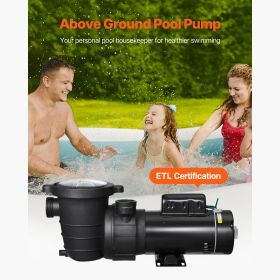 Above Ground Pool Pump, 2HP/0.44HP, Dual Speed Swimming Pool Pump, High 118 GPM 56 ft Lift, Low 57 GPM 14 ft Lift, 110V 3450 RPM with Strainer Ba