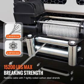 Galvanized Steel Winch Cable, 3/8 Inch x 50 Feet 15,200 lbs Breaking Strength, Wire Winch Rope with Swivel Hook, Towing Cable Heavy Duty