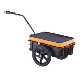 Bike Cargo Trailer, 88 lbs Load Capacity, Heavy-Duty Bicycle Wagon Cart, Foldable Compact Storage with Universal Hitch, Waterproof Cover, 16" Whe