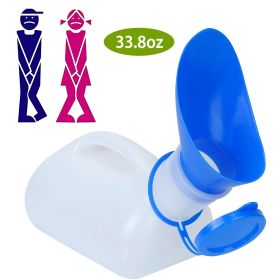 Unisex Potty Urinal Bottle 1000ML/33.8OZ Adult Emergency Urinal Device Portable Outdoor Toilet with Lid Funnel For Car Camping Travel Hospital Ou