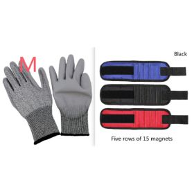 Fifteen-Compartment Powerful Magnetic Wristband (Option: Black set2-Five rows of 15 magnets)