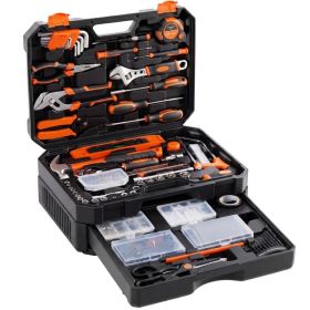 Home And Auto Repair Tool Kit, With Drawer Storage Toolbox, Complete Tool Set For Daily Use (Option: Black yellow)