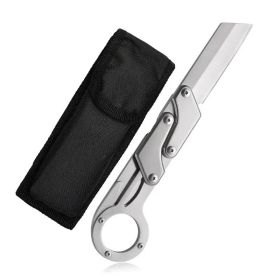 Stainless Steel Compact Folding Knife - Lightweight, Sharp Blade, Two-handed Grip, Durable Design For Outdoor Survival And Tactical Use - The Per (Option: Silver)