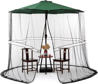 9/10 FT Mosquito Net for Patio Umbrella Outdoors Screen Polyester Hanging Tent(Mosquito Net Only) (Color: 9ft(with Light))